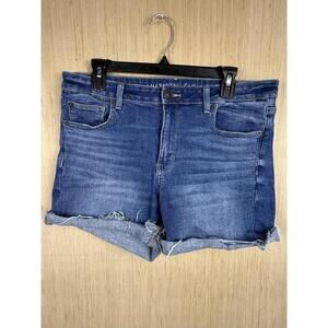 American Eagle Next Level Stretch Shorts Womens 14 Blue Cutoff Denim Frayed